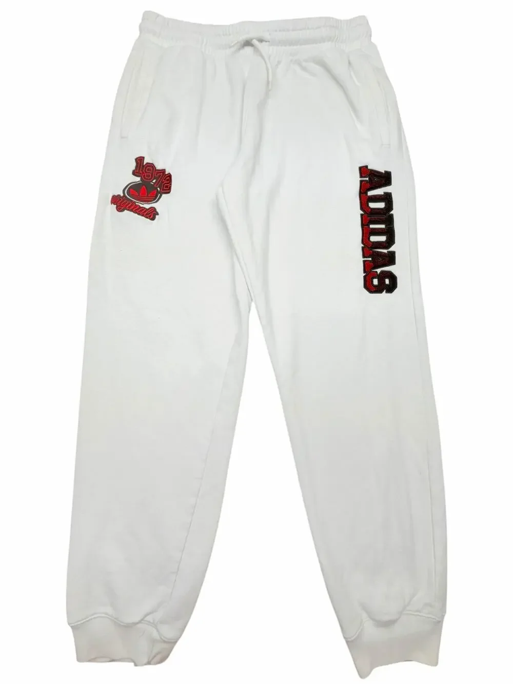 Adidas Originals Men’s White Sweatpants Large 1972 Logo Embroidered Joggers
